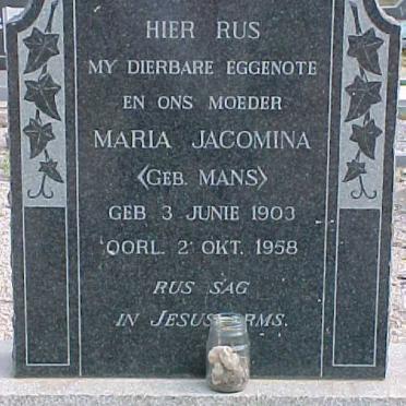 MERWE Maria Jacomina, van der nee MANS 1903-1958