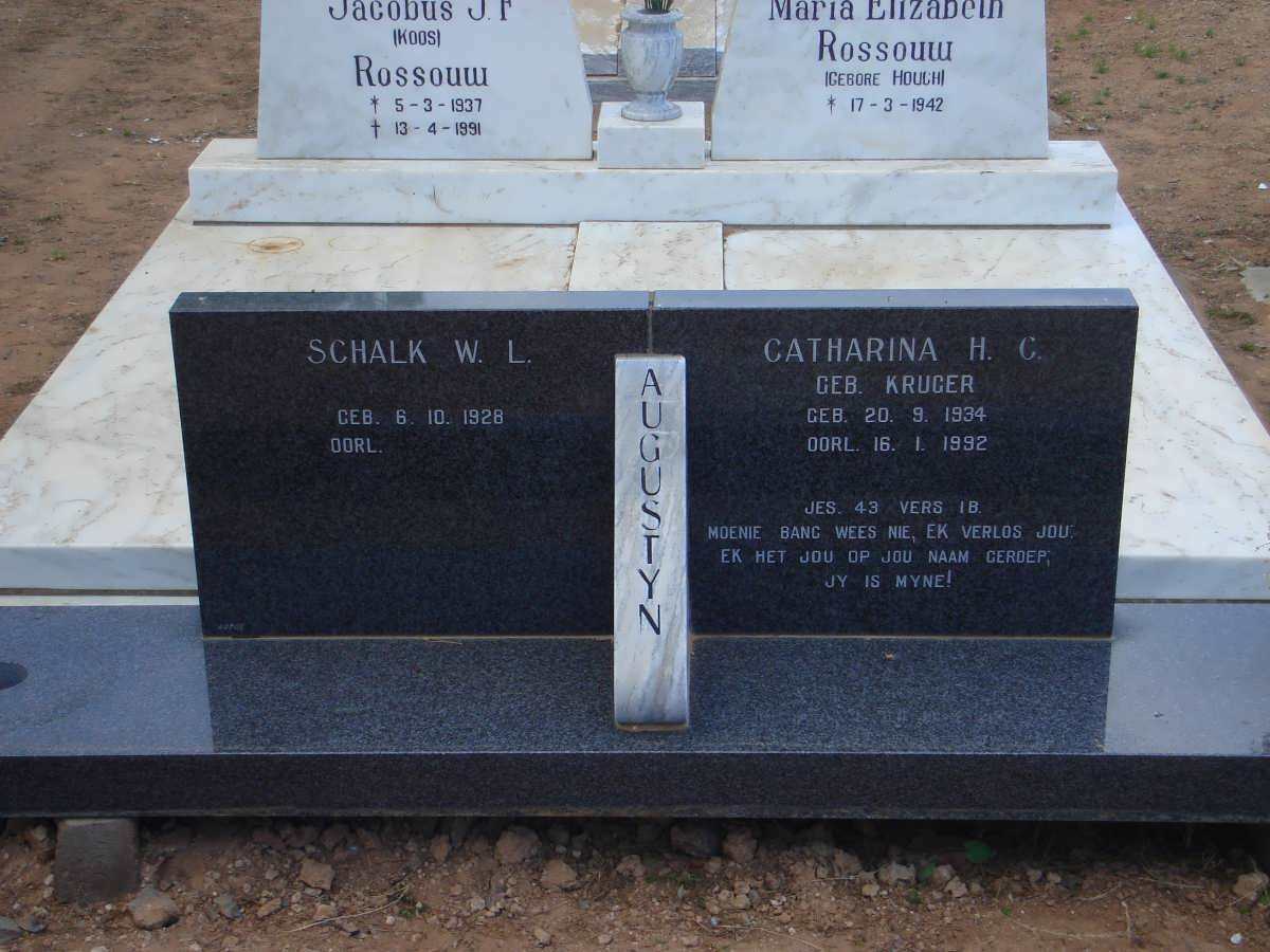 AUGUSTYN Scalk W.L. 1928- &amp; Catherina H.C.KRUGER 1934-1992