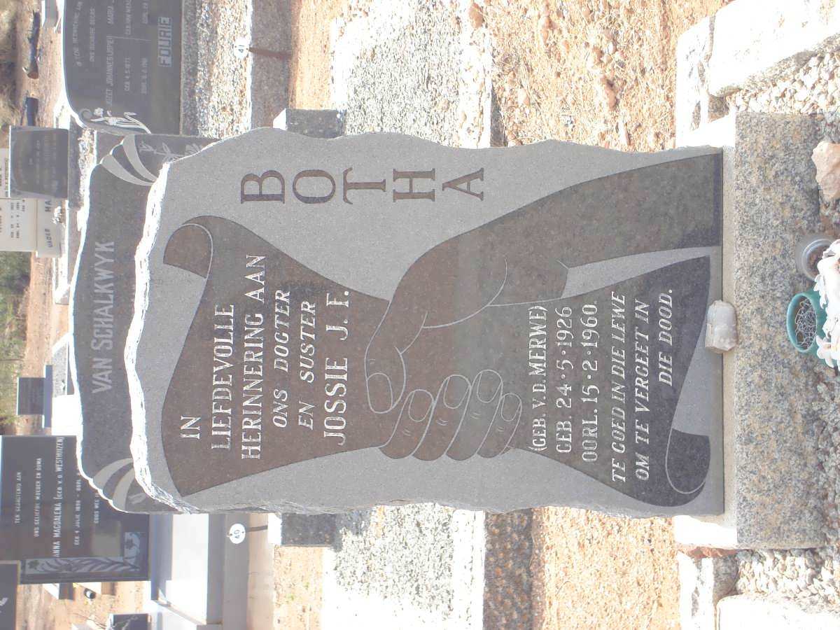BOTHA Jossie J.F. nee V.D. MERWE 1926-1960