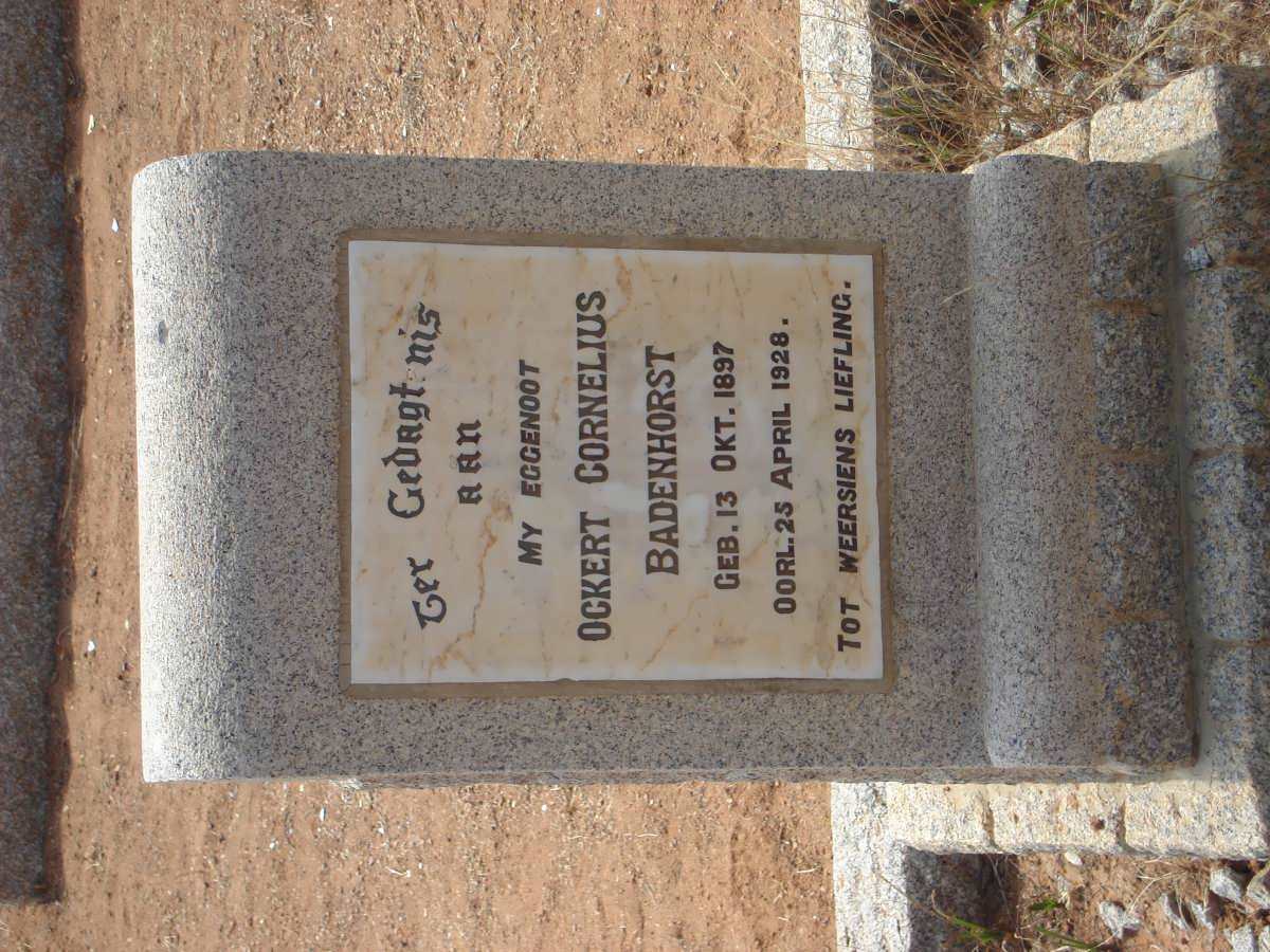 BADENHORST Ockert Cornelius 1897-1928