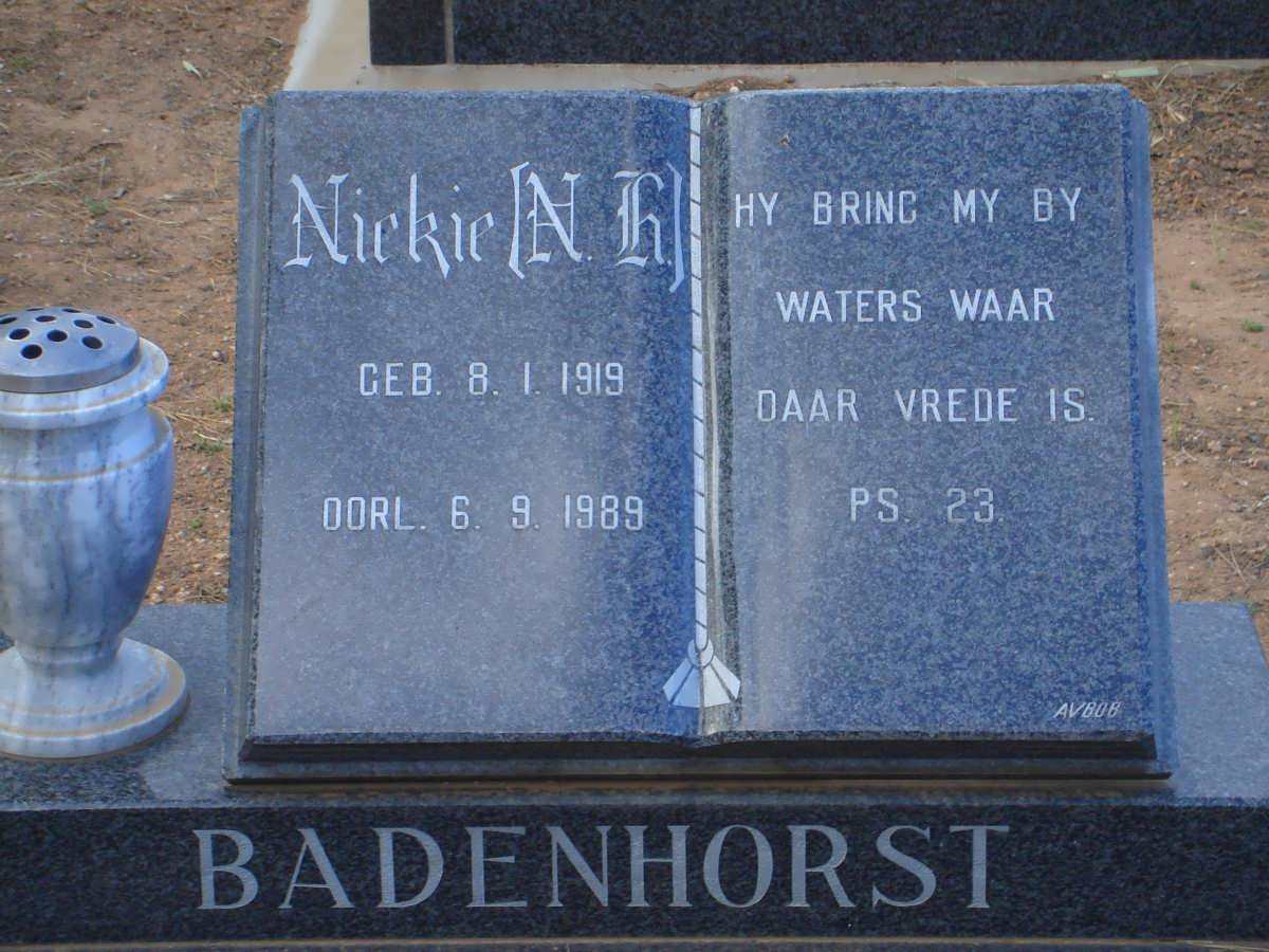 BADENHORST N.L. 1919-1989