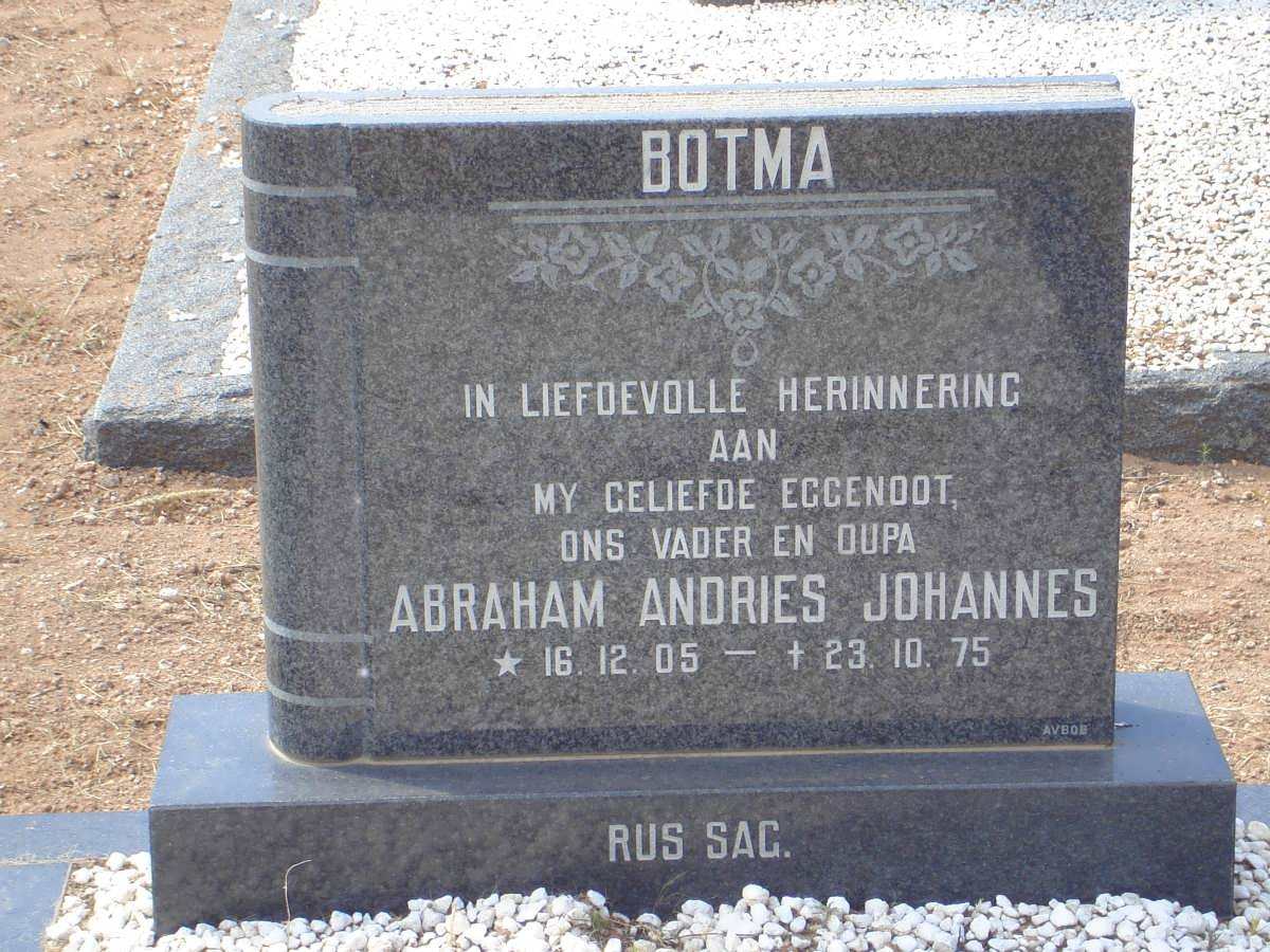 BOTMA Abraham Andries Johannes 1905-1975
