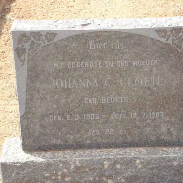 CLOETE Johanna C. nee BEUKES 1903-1927