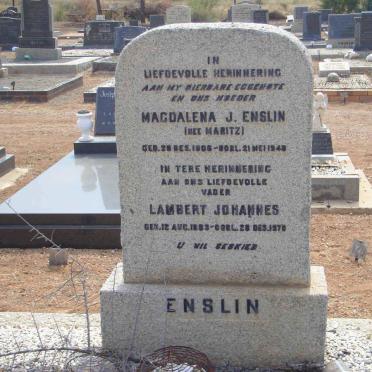 ENSLIN Lambert Johannes 18?3-1976 &amp; Magdalena J. MARITZ 1906-1945