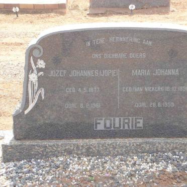 FOURIE Jozef Johannes 1877-1961 &amp; Maria Johanna VAN NIEKERK 1891-1959