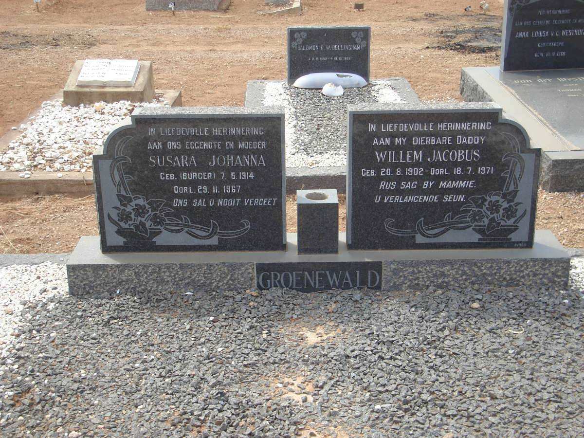 GROENEWALD Willem Jacobus 1902-1971 &amp; Susara Johanna BURGER 1914-1967