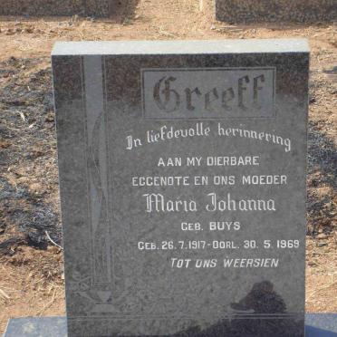 GREEFF Maria Johanna nee BUYS 1917-1969