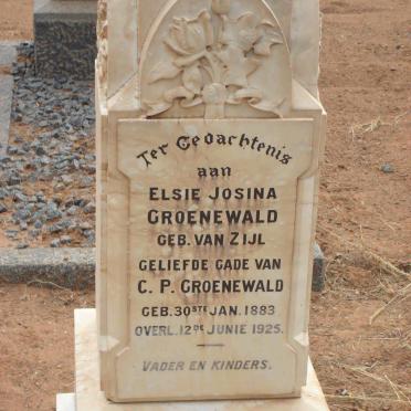 GROENEWALD Elsie Josina nee VAN ZIJL 1883-1925