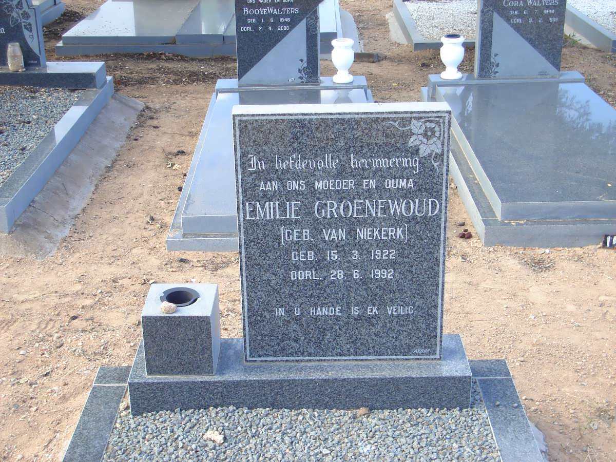 GROENEWALD Emilie nee VAN NIEKERK 1922-1992
