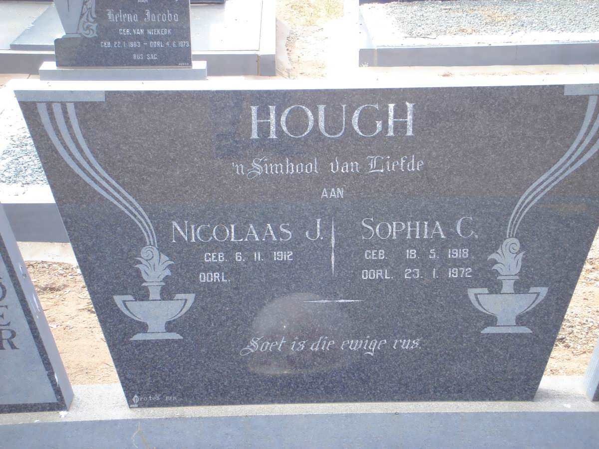 HOUGH Nicolaas J. 1912-  &amp; Sophia C. 1918-1972