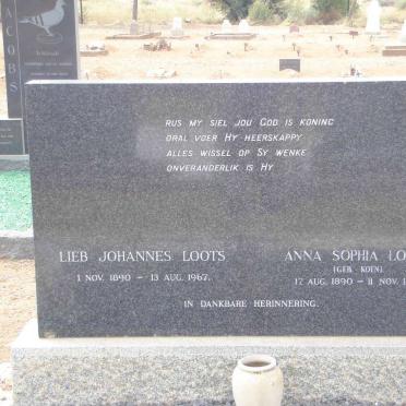 LOOTS Lieb Johannes 1890-1967 &amp; Anna Sophia KOEN 1890-1971