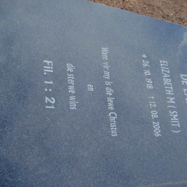 LANGE Elizabeth, de nee SMIT 1918-2006