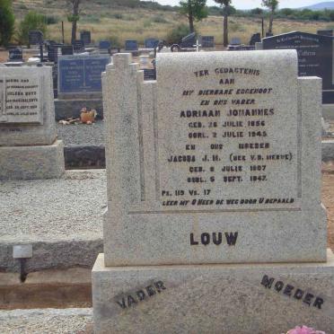 LOUW Adriaan Johannes 1856-1945 &amp; Jacoba J.H. V.D.MERWE 1867-1947