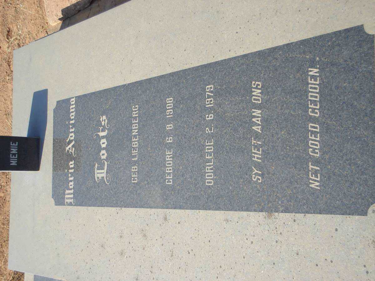 LOOTS Maria Adriana nee LIEBENBERG 1908-1979