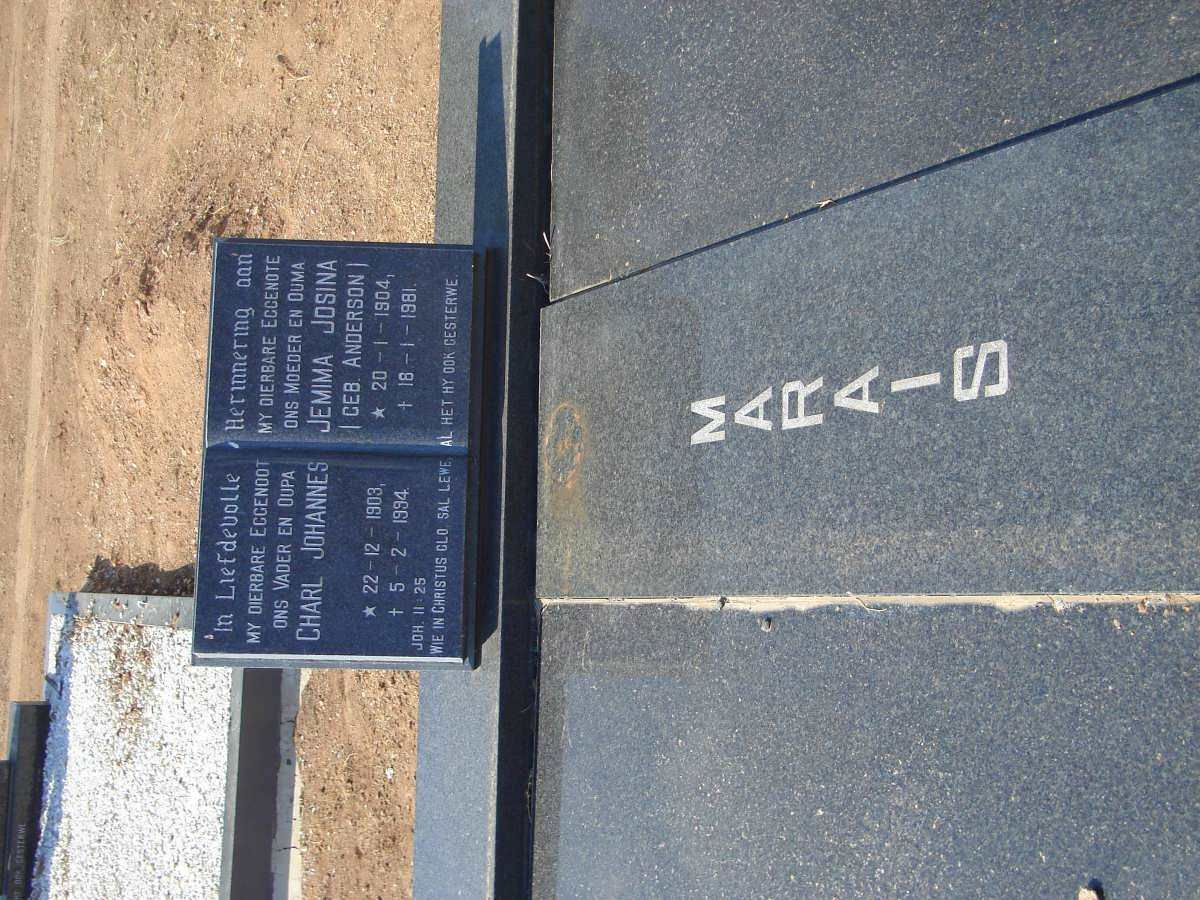 MARAIS Charl Johannes 1903-1994 &amp; Jemima Josina ANDERSON 1904-1981