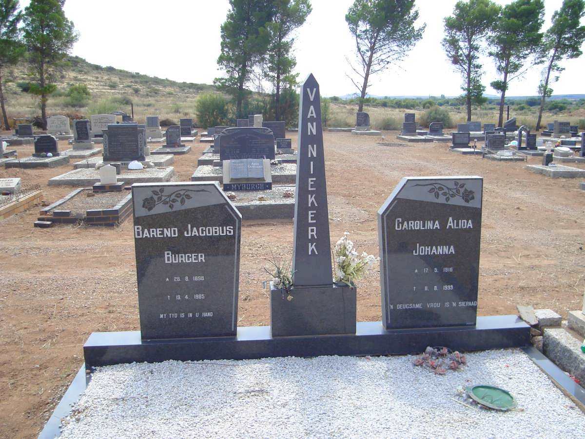 NIEKERK Barend Jacobus Burger, van 1898-1985 &amp; Carolina Alida Johanna, 1916-1999
