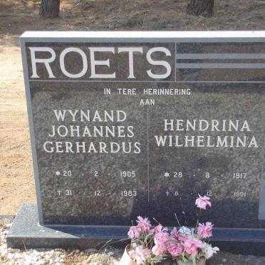 ROETS Wynand Johannes Gerhardus 1905-1983 &amp; Hendrina Wilhelmina 1917-1991