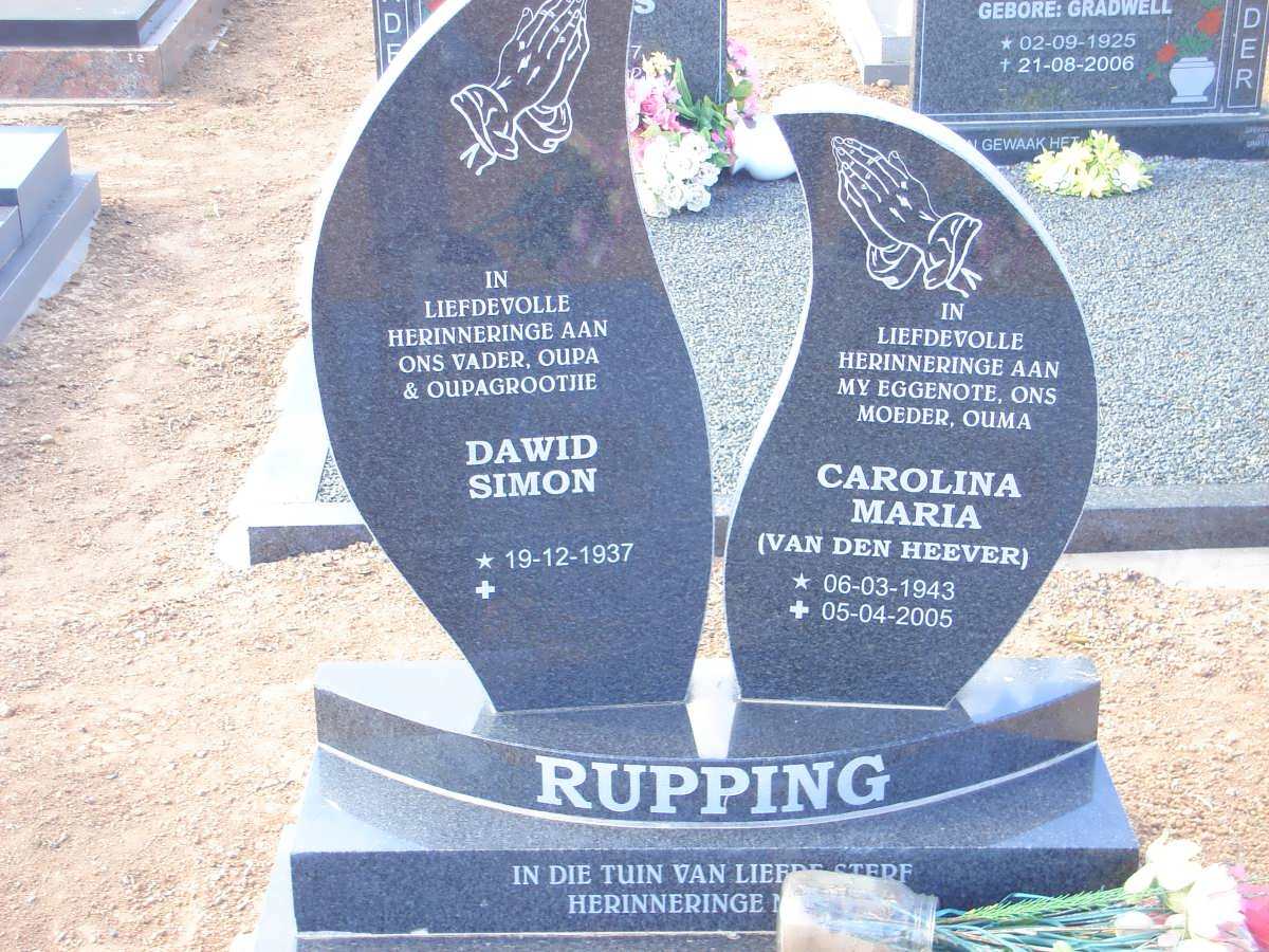 RUPPING Dawid Simon 1937- &amp; Carolina Maria VAN DER HEEVER 1943-2005
