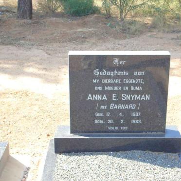 SNYMAN Anna E. nee BARNARD 1907-1983