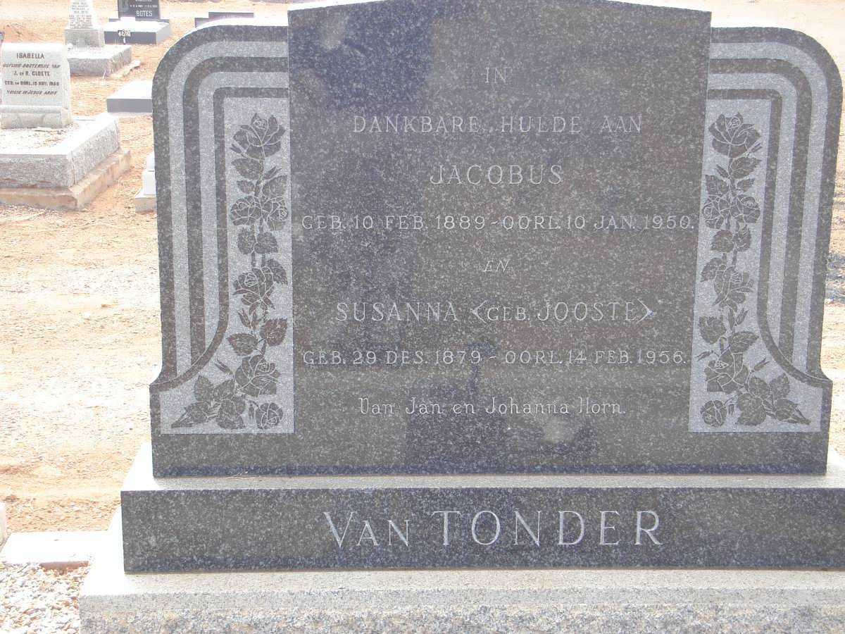 TONDER Jacobus, van 1889-1950 &amp; Susanna JOOSTE 1879-1956