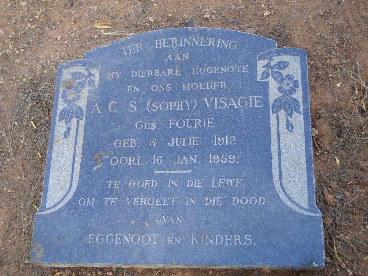 VISAGIE A.C.S. nee FOURIE 1912-1959