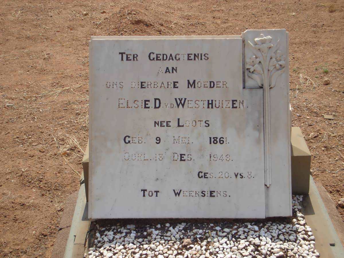 WESTHUIZEN Elsie D., van der nee LOOTS 1861-1943