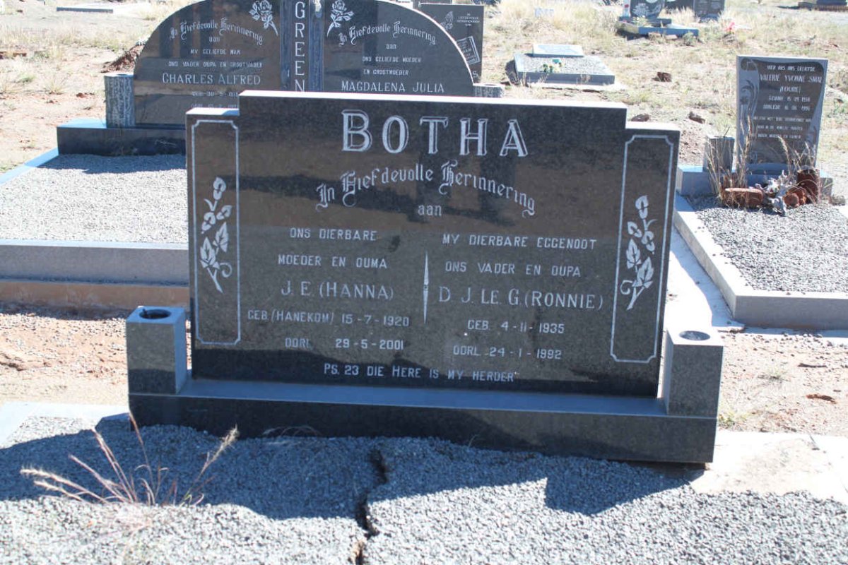 BOTHA D.J.Le G. 1935-1992 &amp; J.E. HANEKOM 1920-2001