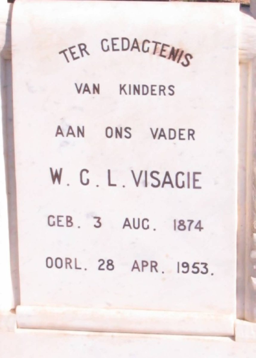 VISAGIE W.C.L. 1874-1953