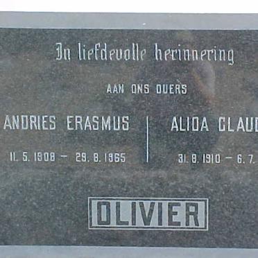 OLIVIER Andries Erasmus 1908-1965 &amp; Alida Glaudina 1910-1971