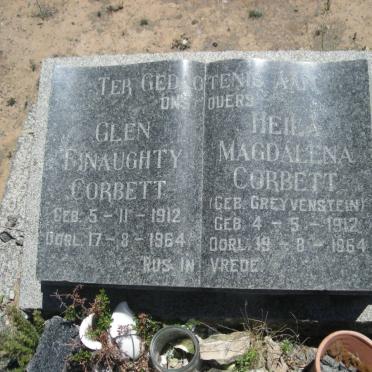 CORBETT Glen Finaughty 1912-1964 &amp; Heila Magdalena GREYVENSTEIN 1912-1964