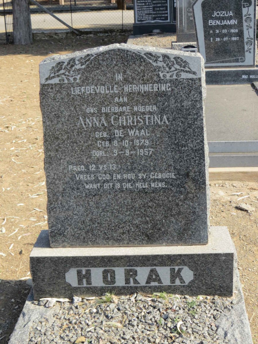 HORAK Anna Christina nee DE WAAL 1879-1957