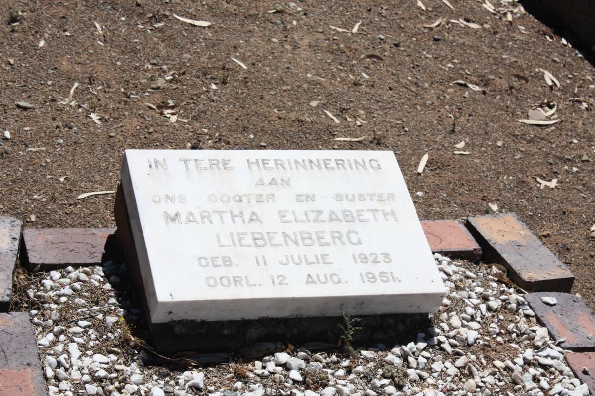 LIEBENBERG Martha Elizabeth 1923-1951