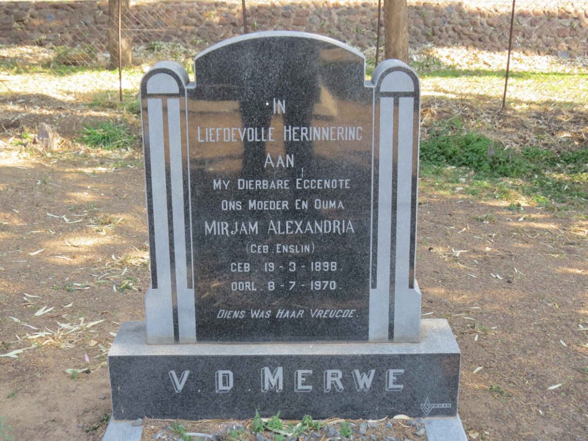 MERWE Mirjam Alexandria, v.d. nee ENSLIN 1898-1970