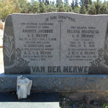 MERWE Andries Jacobus, van der 1867-1946 &amp; A.C. V.D.BERG 1879-19?1
