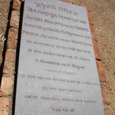 MERWE Jacoba Susanna, van der -1871