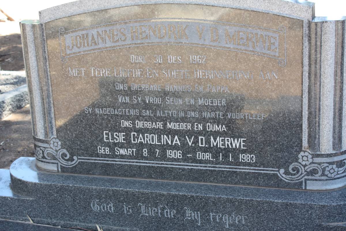 MERWE Johannes Hendrik, v.d. -1962 &amp; Elsie Carolina SWART 1906-1983