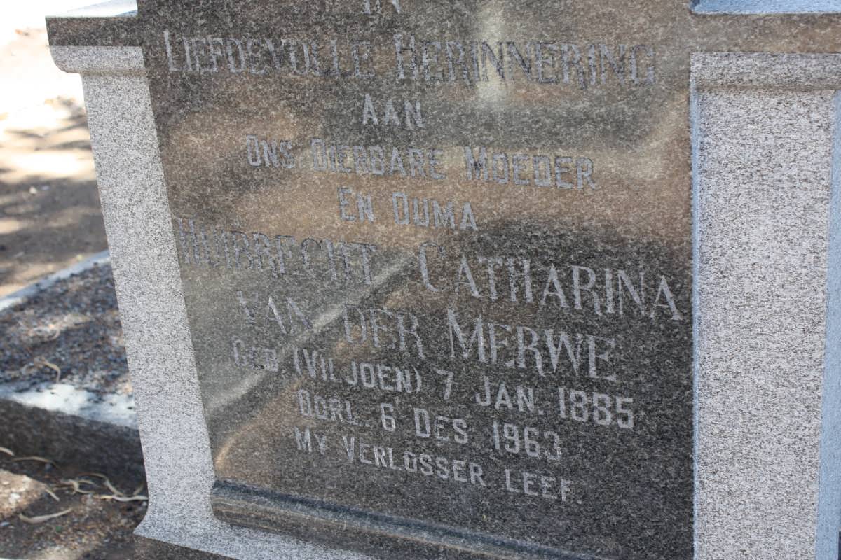 MERWE Huibrecht Catharina, van der nee VILJOEN 1885-1963