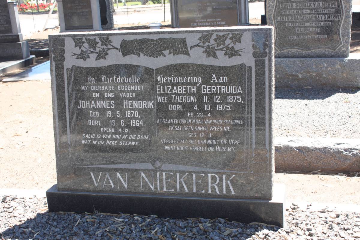 NIEKERK Johannes Hendrik, van 1870-1964 &amp; Elizabeth Gertruida THERON 1875-1975