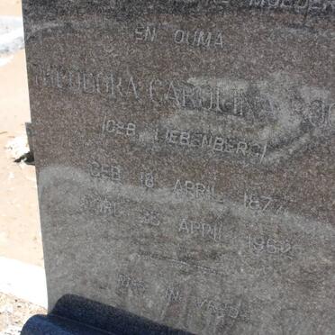 ROOS Theodora Carolina nee LIEBENBERG 1877-1962