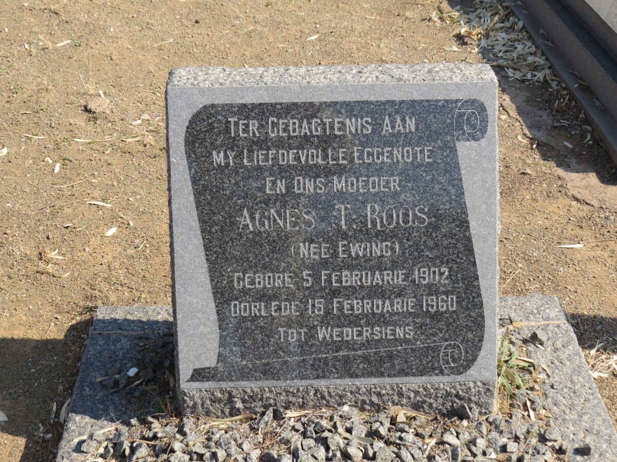 ROOS Willem L. 1903-1976 &amp; Agnes T. EWING 1902-1960