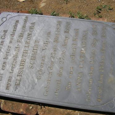 SCHMIDT Elisabeth Leonora nee VILJOEN 1836-1860 :: SCHMIDT Anna Catharina 1857-1860