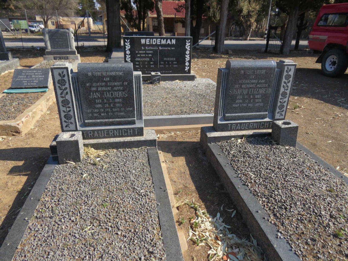 TRAUERNICHT Jan Jacobus 1889-1953 &amp; Susarah Elizabeth 1882-1958