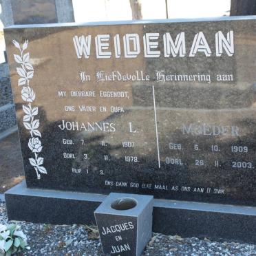 WEIDEMAN Johannes L. 1907-1978 &amp; ? 1909-2003