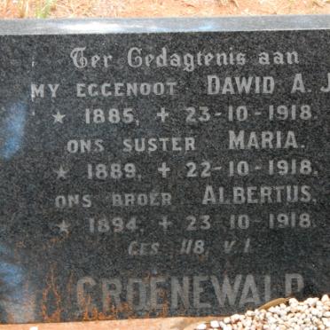 GROENEWALD Albertus 1894-1918 :: GROENEWALD Maria 1889-1918