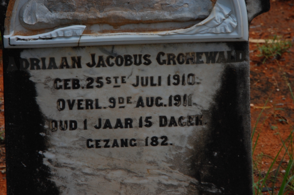 GROENWALD Adriaan Jacobus 1910-1911