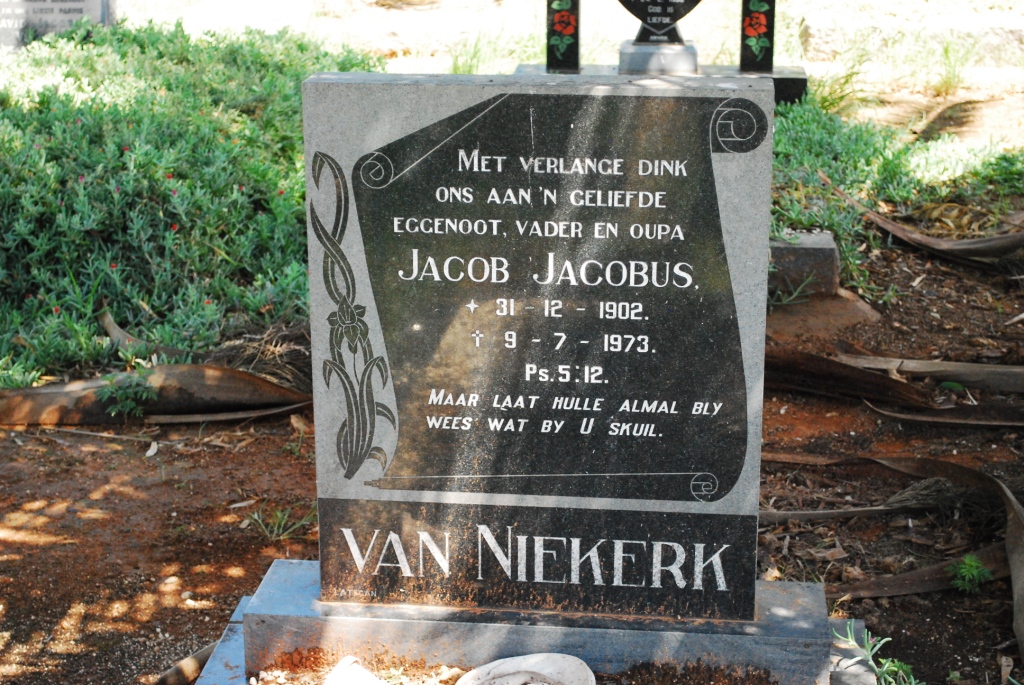 NIEKERK Jacob Jacobus, van 1902-1973