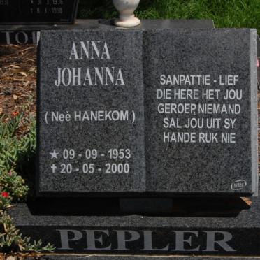 PEPLER Anna Johanna nee HANEKOM 1953-2000