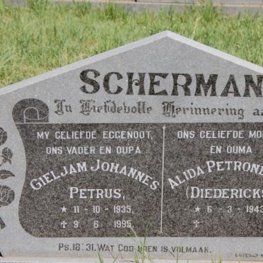 SCHERMAN Gieljam Johannes Petrus 1935-1995 &amp; Alida Petronella DIEDERICKS 1943-