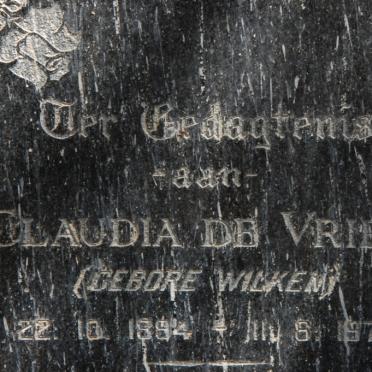 VRIES Claudia, de nee WILKEN 1894-1972