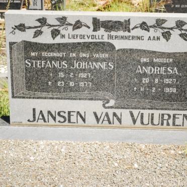 VUUREN Stefanus Johannes, Jansen van 1927-1977 &amp; Andriesa 1927-1998